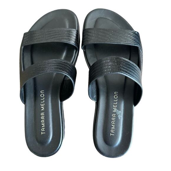 Tamara Mellon Roam Sandal in Lizard Print Black Size 36.5/ 6.5 US - Picture 6 of 10